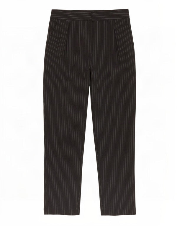 Topshop Pantalones de traje de cintura alta para mujer UK 10 Small W28 L26 Black Pinstripe
