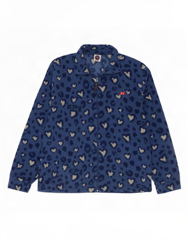 Canada Logan Chaqueta polar para mujer UK 22 3XL Poliéster con estampado animal azul