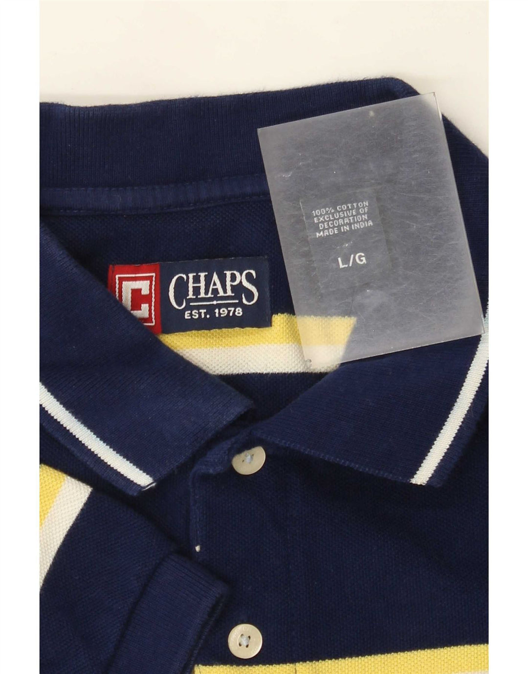 Chaps Polo para hombre grande de algodón a rayas azul marino