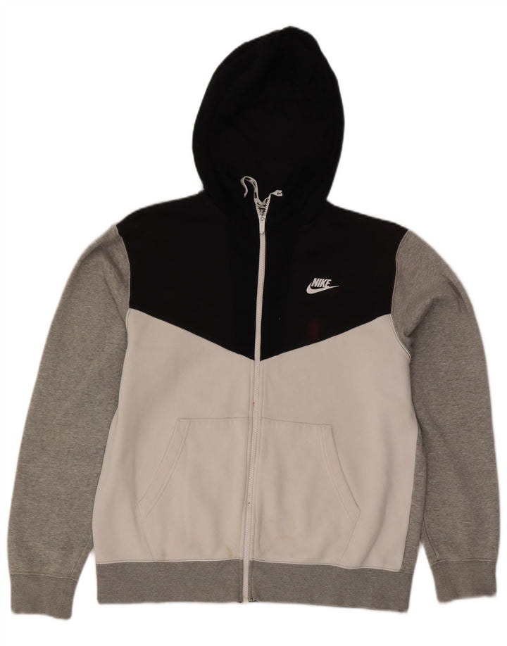 Nike - Sudadera con capucha y cremallera para hombre, algodón gris medio con bloques de color