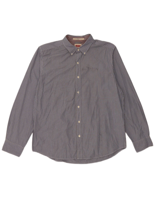 Levi's Camisa de corte estándar para hombre XL Algodón a rayas azules