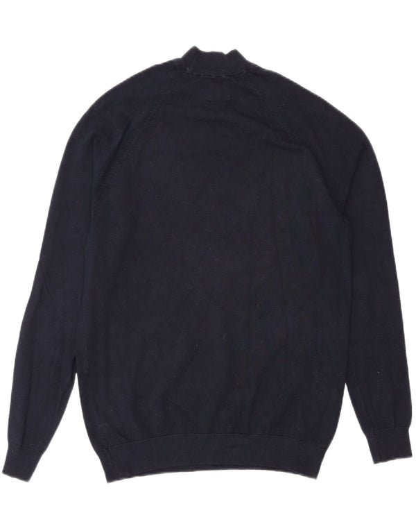 Zara Mujer Cuello Alto Jersey Jersey UK 10 Small Azul Marino Viscosa