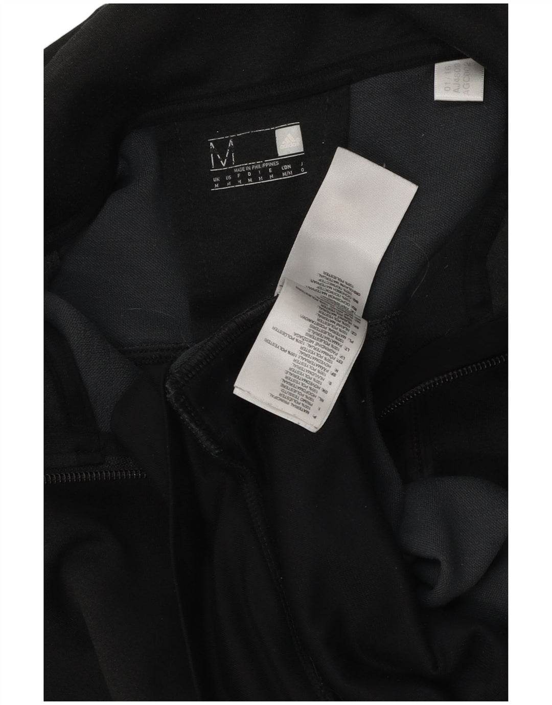 Adidas Hombre Zip Sudadera Con Capucha Suéter Mediano Negro Poliéster