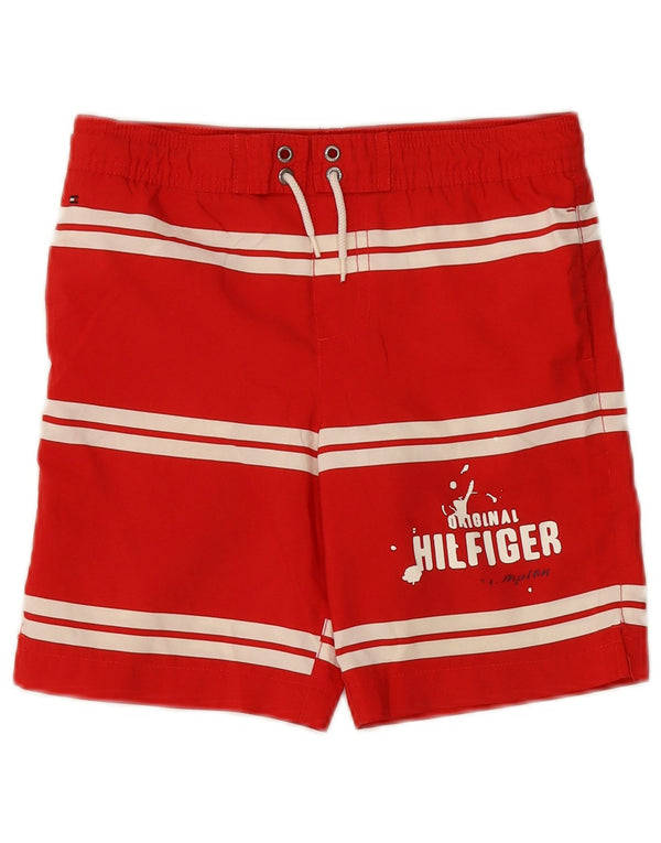 Tommy Hilfiger Bañador con estampado gráfico para niños 5-6 años, rayas rojas