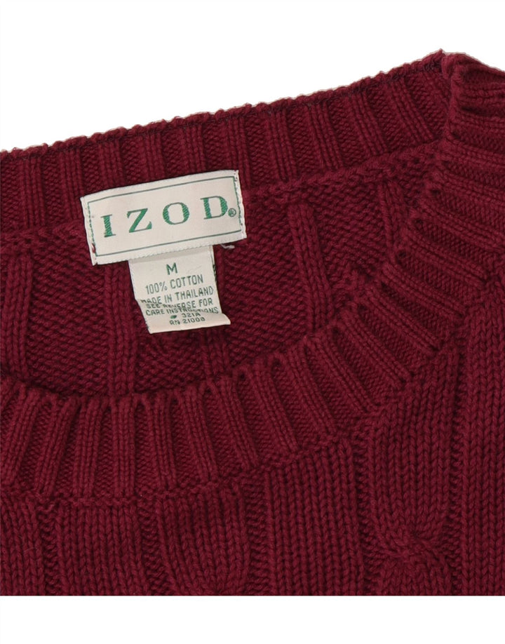 IZOD Mens Crew Neck Jumper Sweater Medium Burgundy Cotton Vintage Izod and Second-Hand Izod from Messina Hembry 