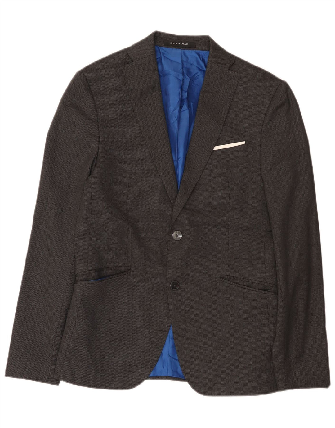 Zara Chaqueta tipo blazer de 2 botones para hombre EU 46 Small Gris Poliéster