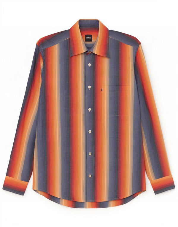 Camisa Hugo Boss Hombre Mediana Algodón Rayas Multicolor