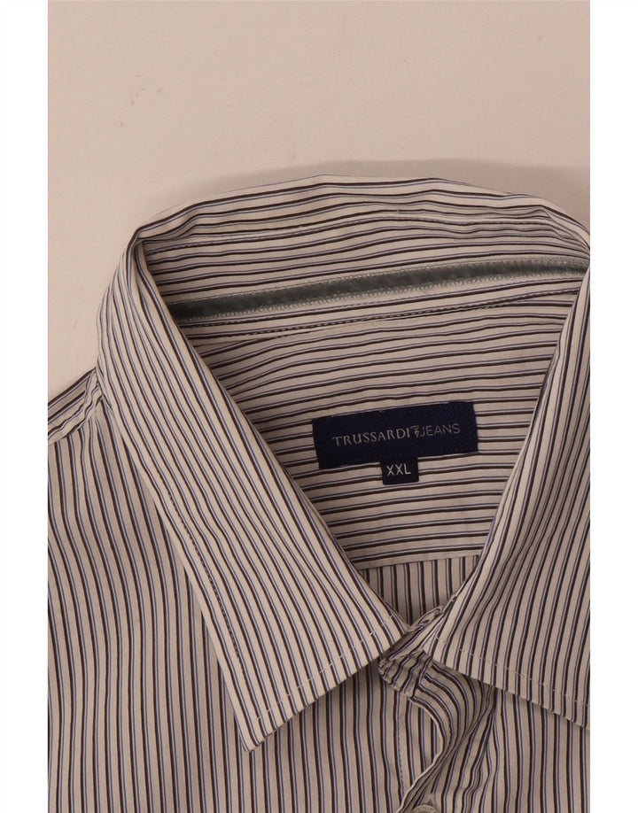 Camisa Hombre Trussardi Jeans 2XL Blanco Rayas
