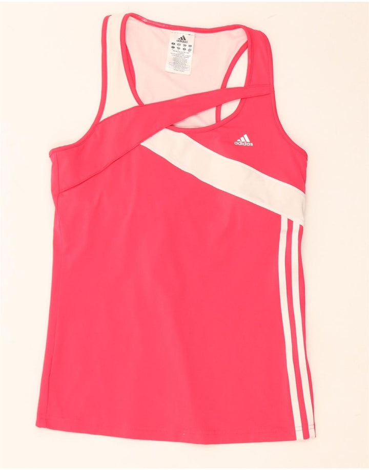 ADIDAS Camiseta sin mangas para mujer UK 44 Nylon color block rosa mediano