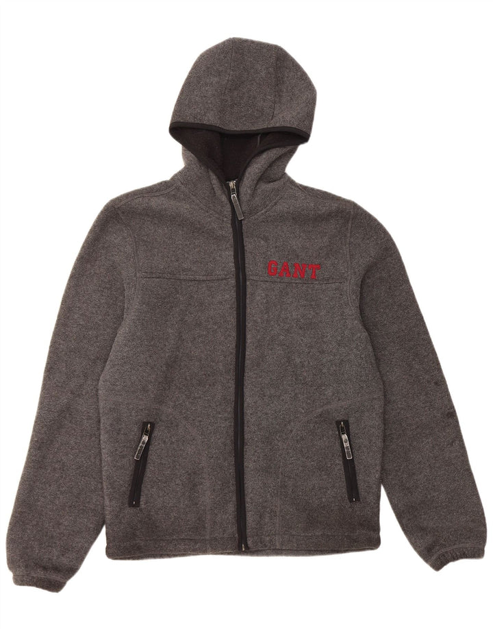 Gant Sudadera con capucha y cremallera gráfica para hombre Poliéster moteado en gris medio