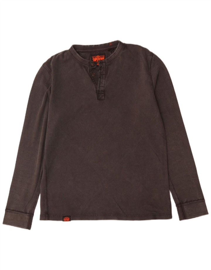 Superdry Camiseta de manga larga para hombre de algodón gris grande