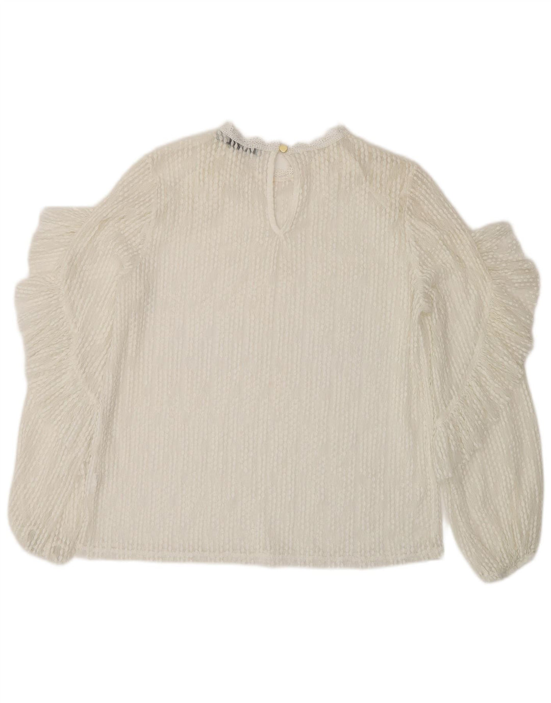 Oasis Top transparente de encaje de manga larga para mujer UK 44 Medium White