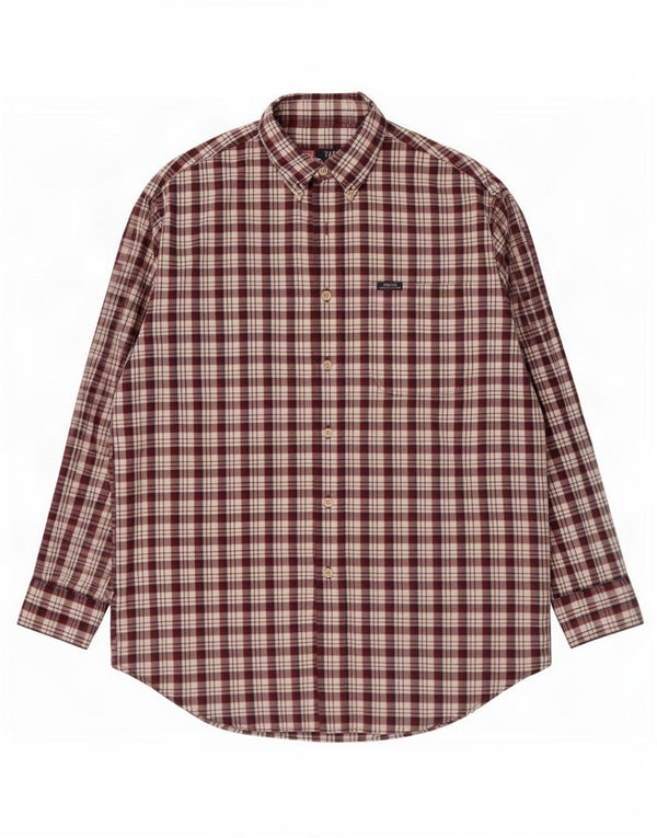 Chaps Ralph Lauren camisa para hombre grande de algodón a cuadros burdeos