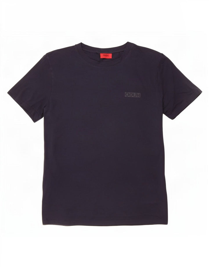 Hugo Boss Hombre Camiseta Top Medium Azul Marino Algodón