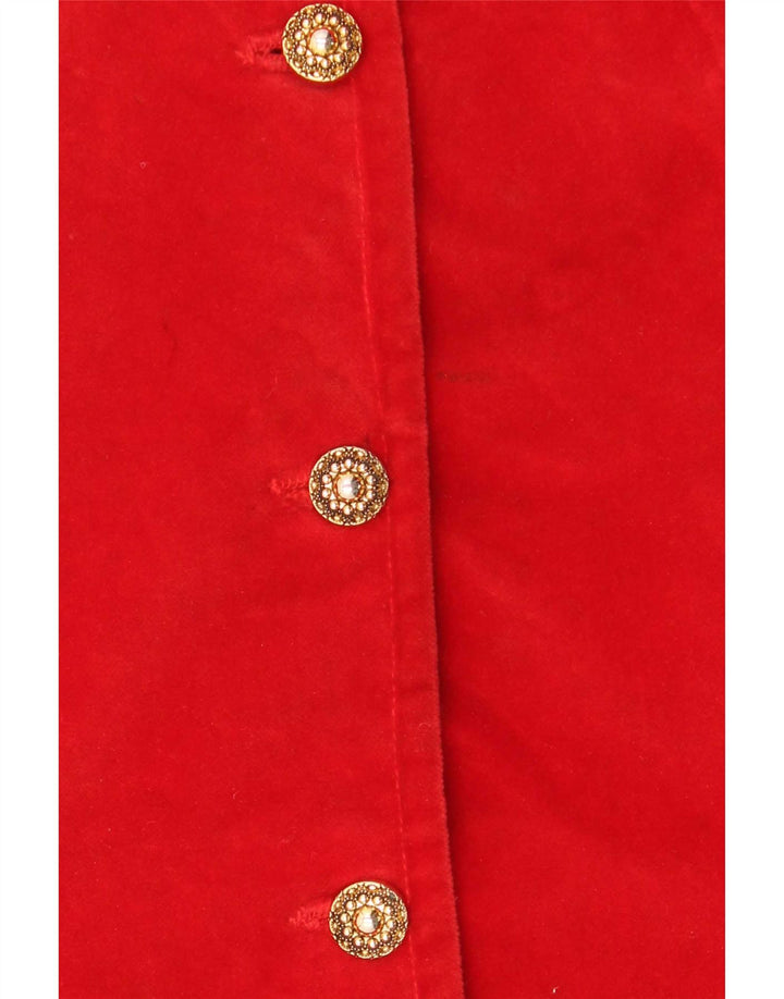 Vintage mujer 5 botones terciopelo Blazer chaqueta Reino Unido 10 pequeño algodón rojo
