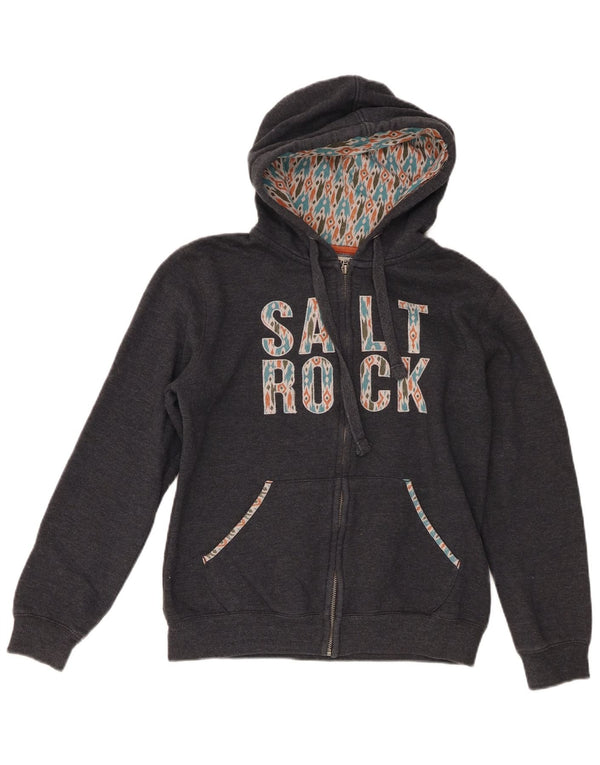 Saltrock Sudadera con capucha gráfica para mujer UK 12 Algodón gris medio