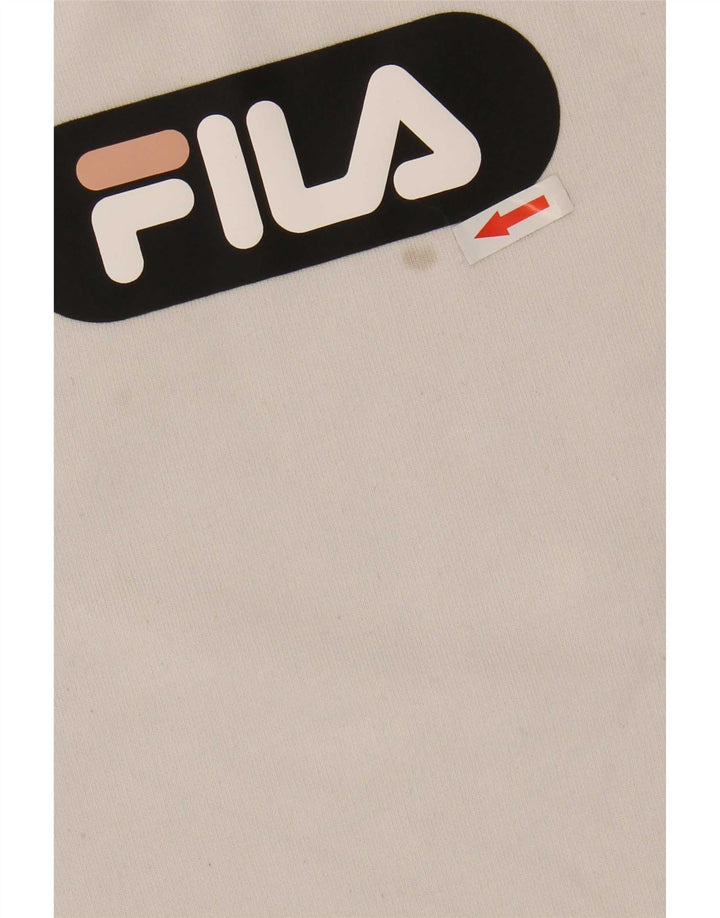 Fila Mujer Oversize Crop Sudadera Jumper UK 10 Small White Colourblock