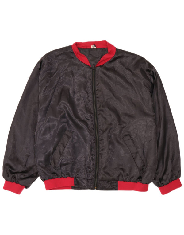 Vintage hombres bomber chaqueta Reino Unido 38 medio negro colorblock poliamida
