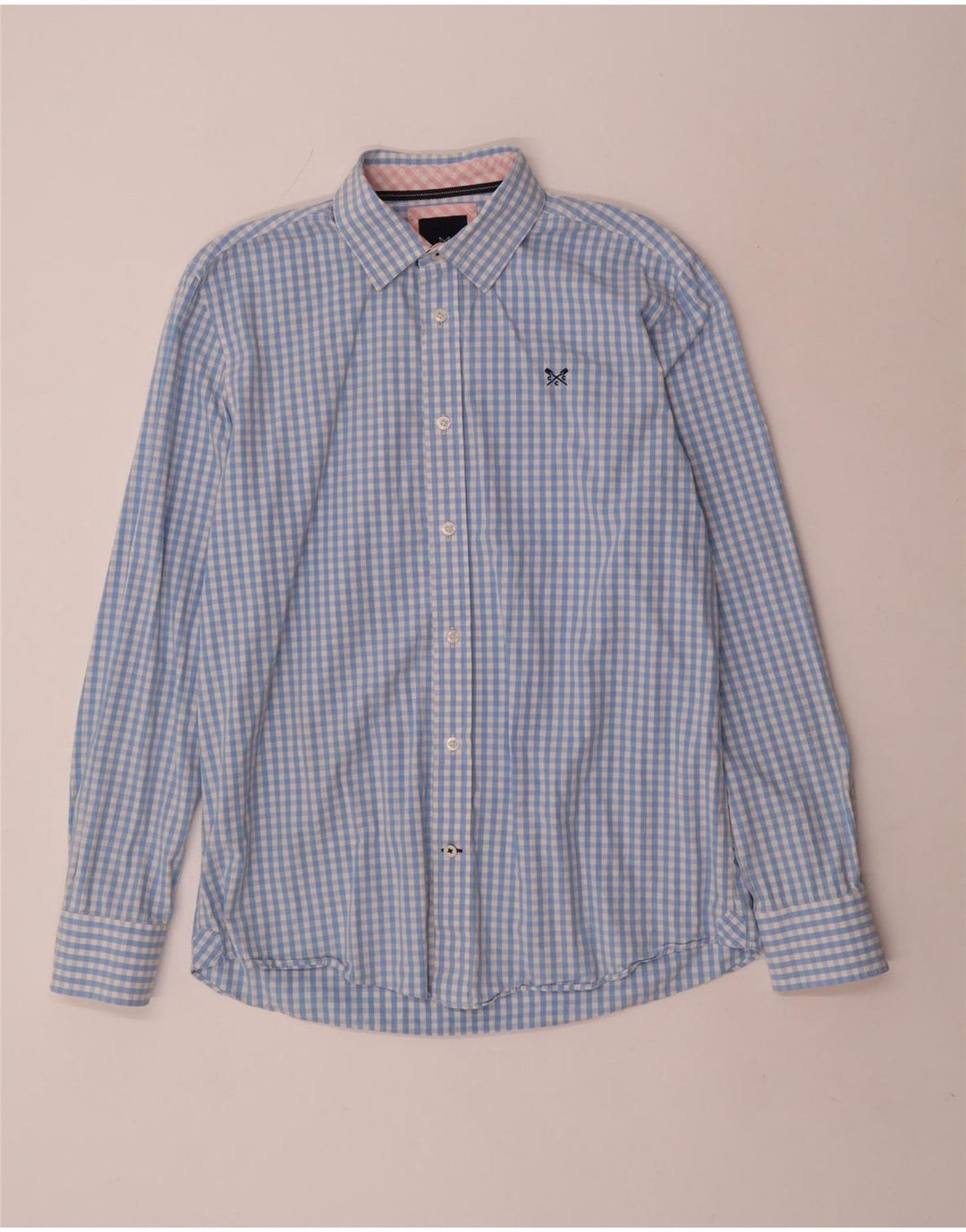 Crew Clothing Camisa de corte clásico para hombre Vichy azul medio
