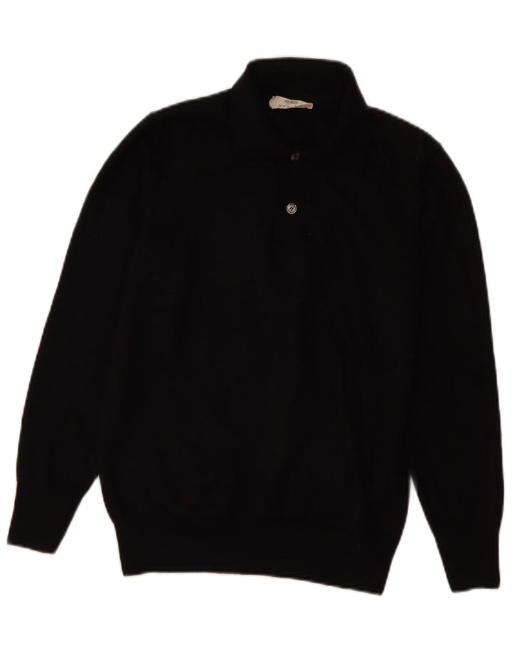 Zara Mujer Polo Cuello Jersey Suéter UK 12 Mediano Lana Negra