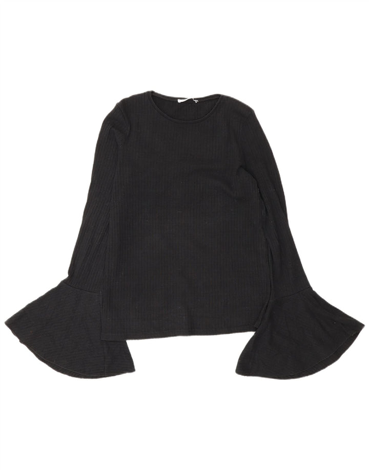 Zara Mujer Trafaluc Top Manga Larga UK 10 Small Negro