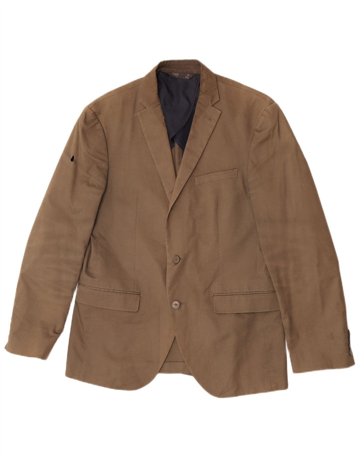 Marks & Spencer Chaqueta tipo blazer de 2 botones para hombre UK 40 Algodón caqui mediano