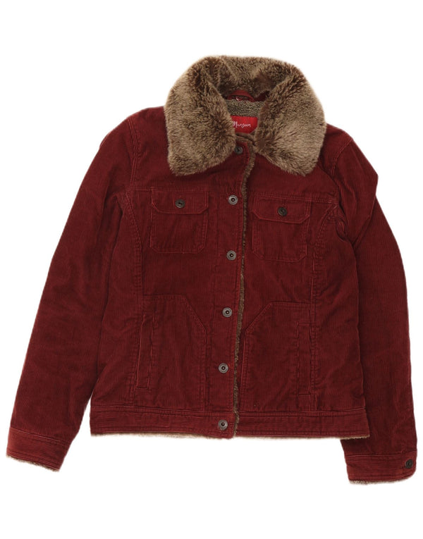 Monsoon Chaqueta de pana para mujer UK 10 Small Borgoña Algodón