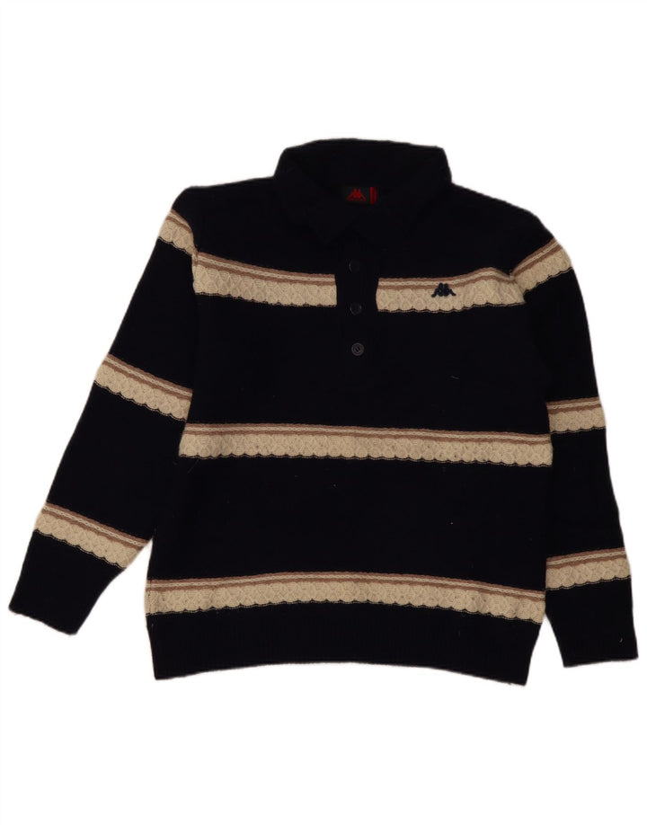 Kappa Hombre Jersey De Cuello Con Botones Jersey De Lana De Cordero A Rayas Azul Marino Mediano