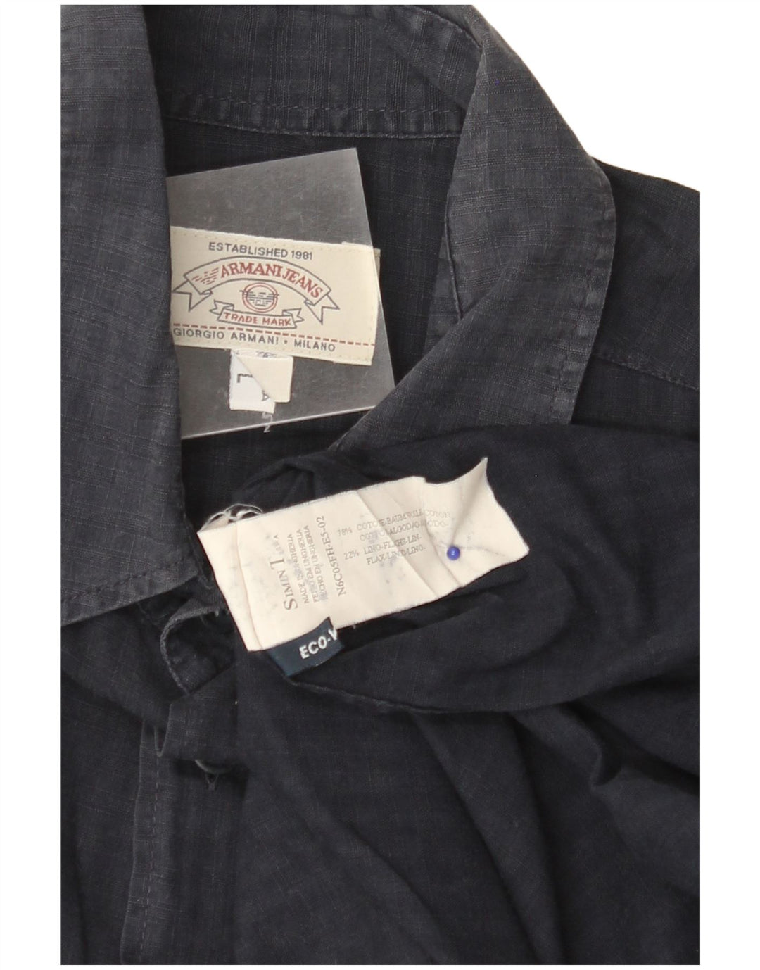 ARMANI JEANS Camisa Hombre Grande Azul Marino Rayas Algodón