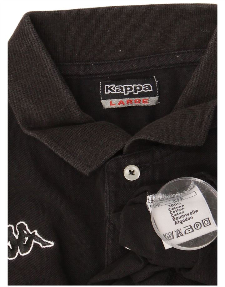 KAPPA Polo para hombre grande de algodón negro