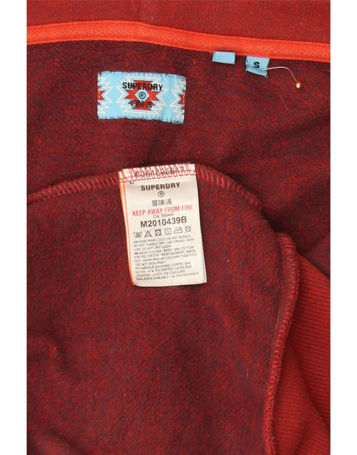 Superdry Sudadera con capucha y cremallera para hombre, talla pequeña, algodón rojo