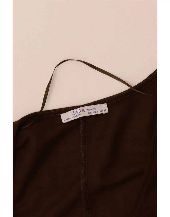 ZARA Mujer Mono Manga Larga ES 40 Small Viscosa Marrón