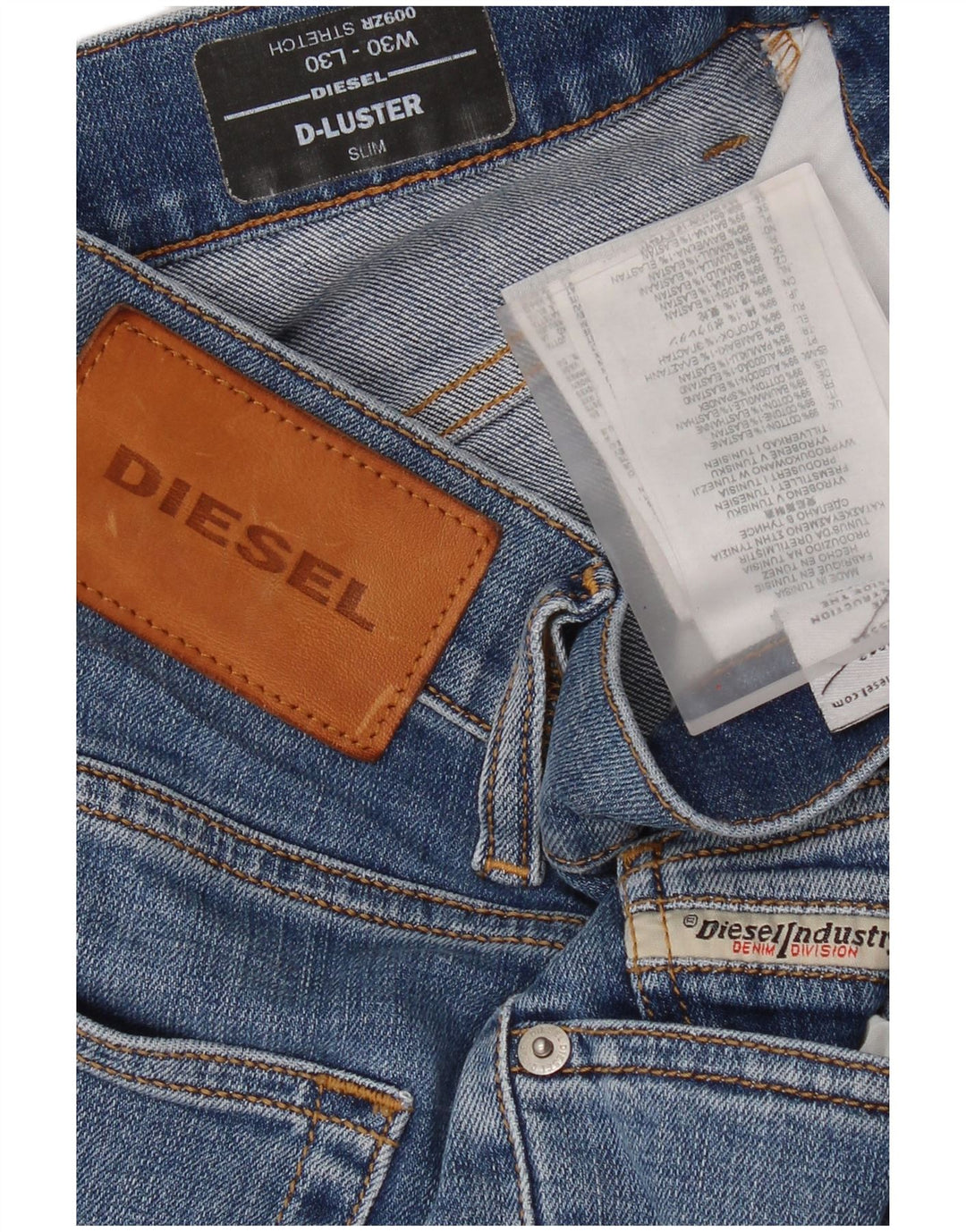 Diesel Hombre D-Luster Slim Jeans W30 L30 Algodón Azul