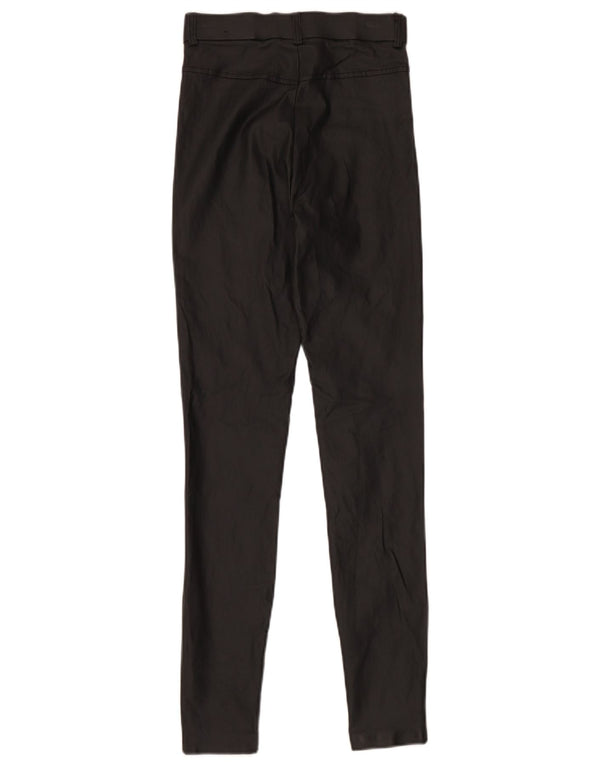 Zara Mujer Leggings De Piel Sintética Pequeño W26 L30 Poliéster Negro