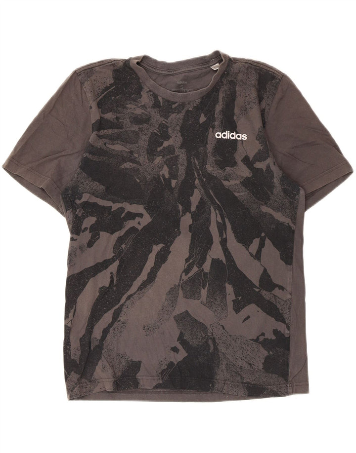 Adidas - Camiseta con estampado abstracto para hombre, talla pequeña, algodón gris
