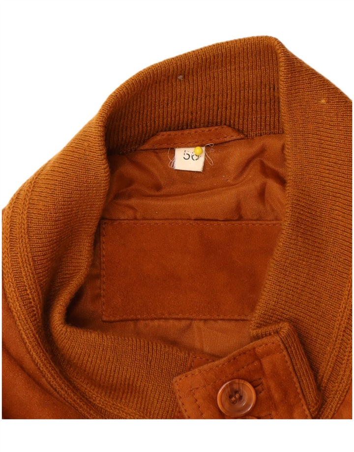 Vintage hombres ante bomber chaqueta IT 56 3XL cuero marrón