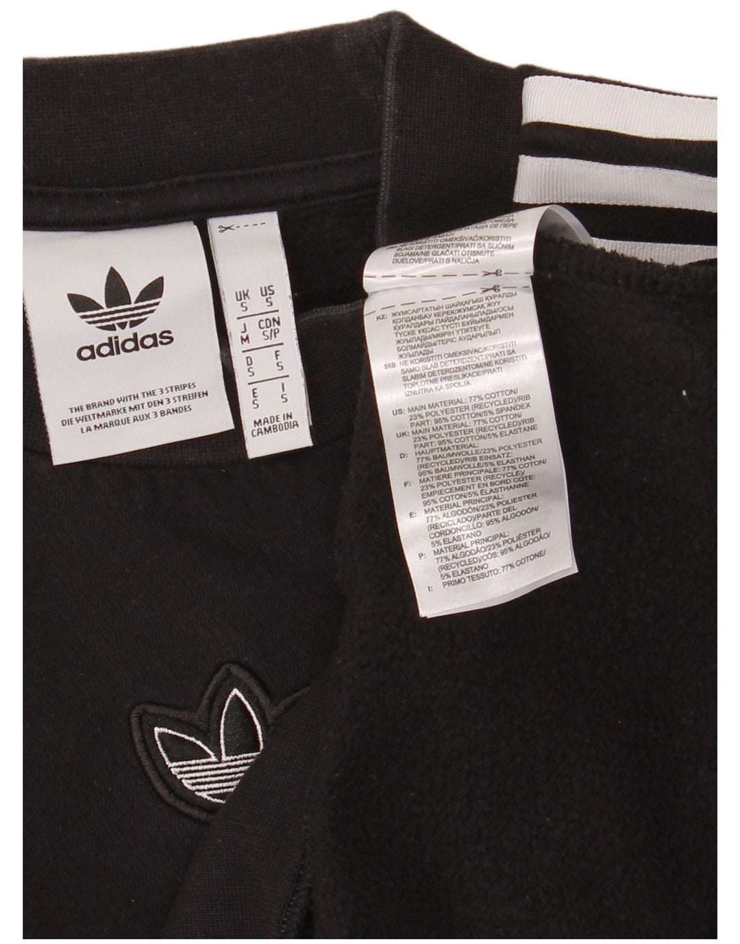 ADIDAS Hombre Loose Fit Graphic Sudadera Jumper Pequeño Algodón Negro