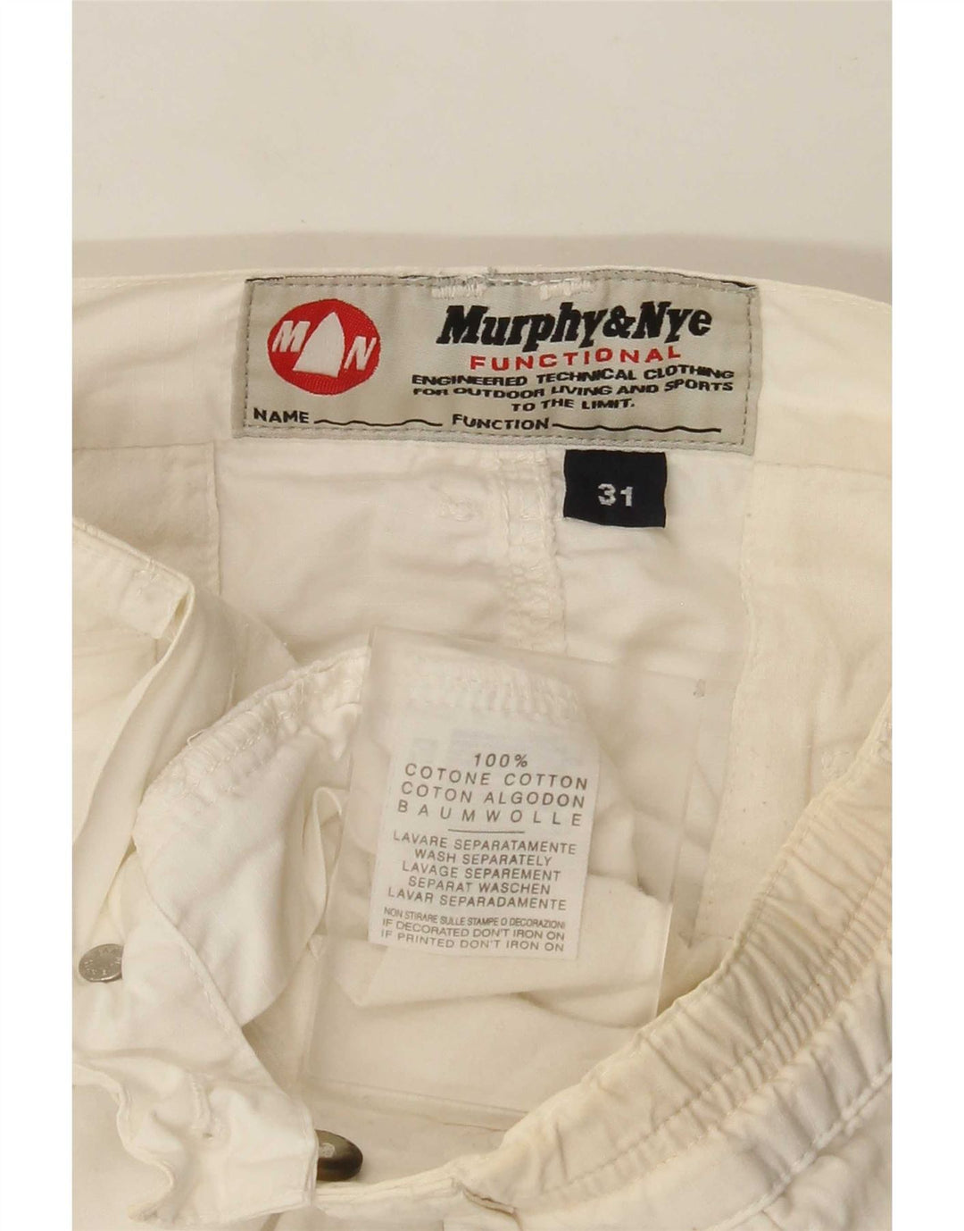 Murphy & Nye Pantalones cortos chinos para hombre W31 Algodón blanco mediano