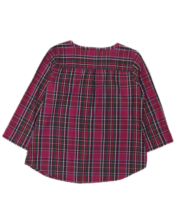Camisa tipo pulóver de manga 3/4 para mujer de Fat Face UK 44 Algodón a cuadros granate mediano