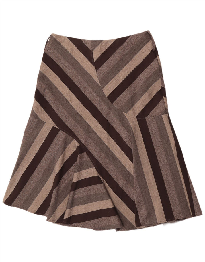 Marks & Spencer Falda midi para mujer UK 46 Grande W34 Poliéster a rayas marrón