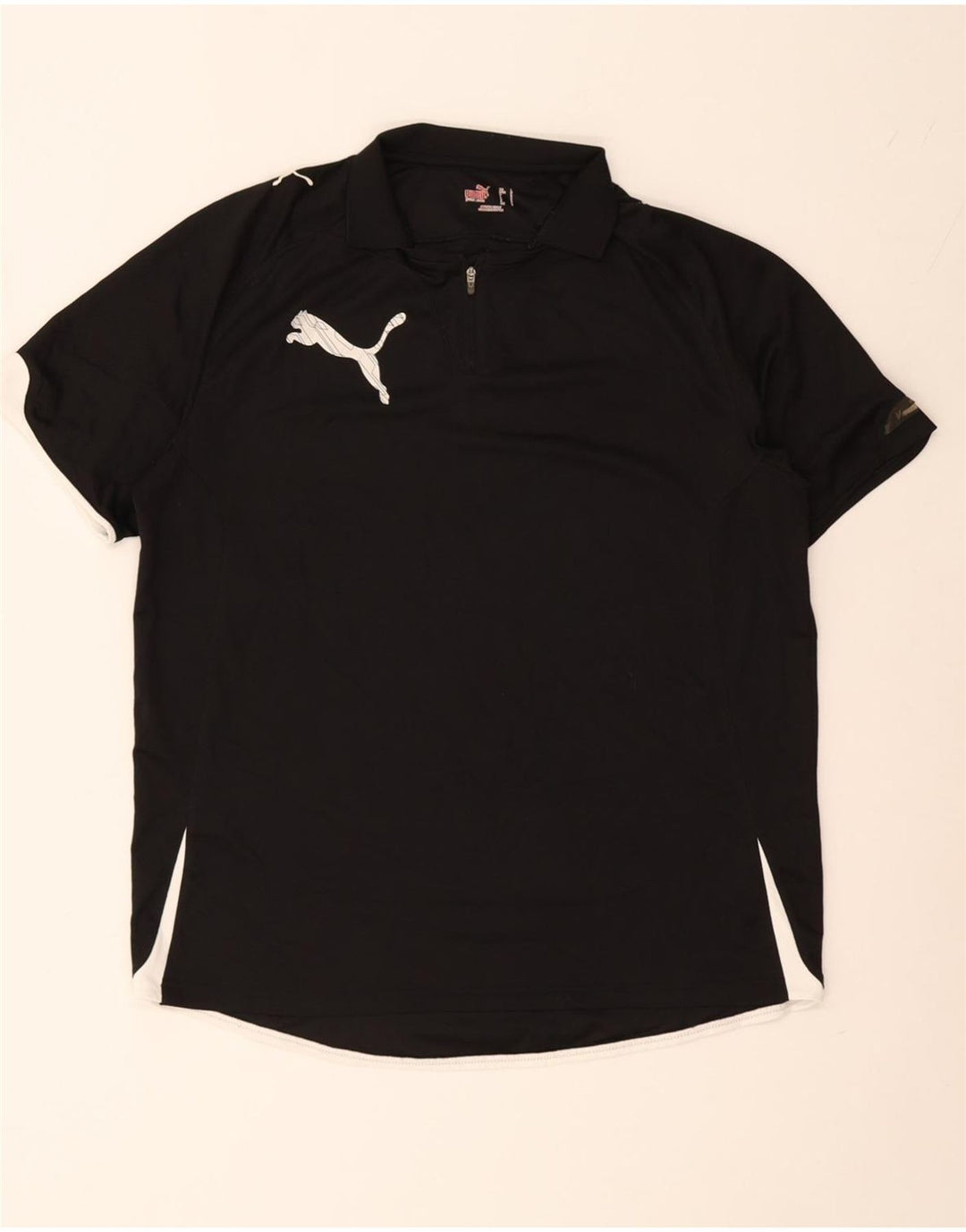PUMA Mens Polo Shirt Large Black Polyester