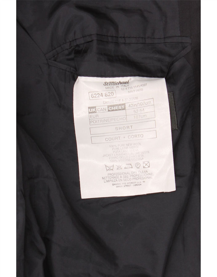 Marks & Spencer Chaqueta tipo blazer de 2 botones para hombre UK 42 XL Azul marino Lana virgen