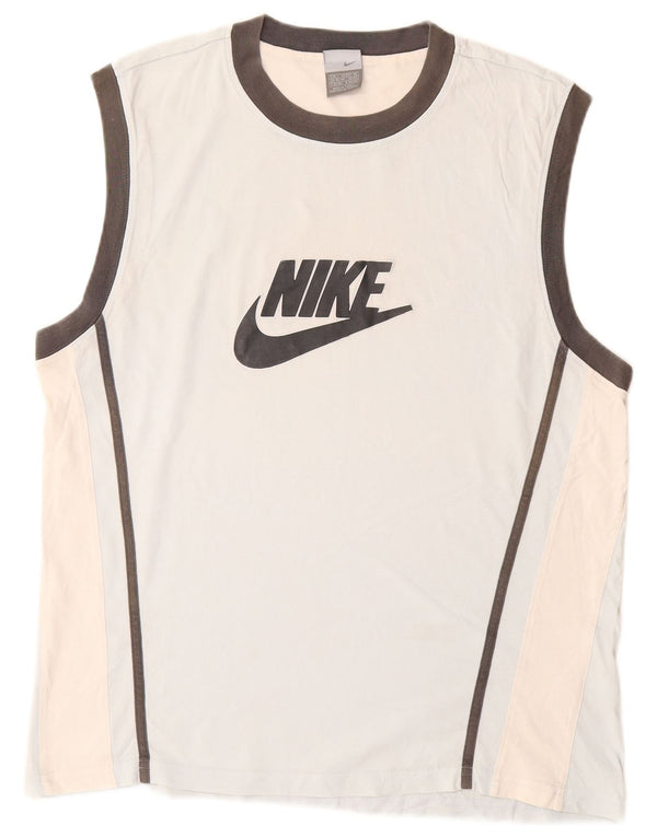Nike Camiseta sin mangas estampada para hombre UK 42/44 Algodón con bloques de color azul grande