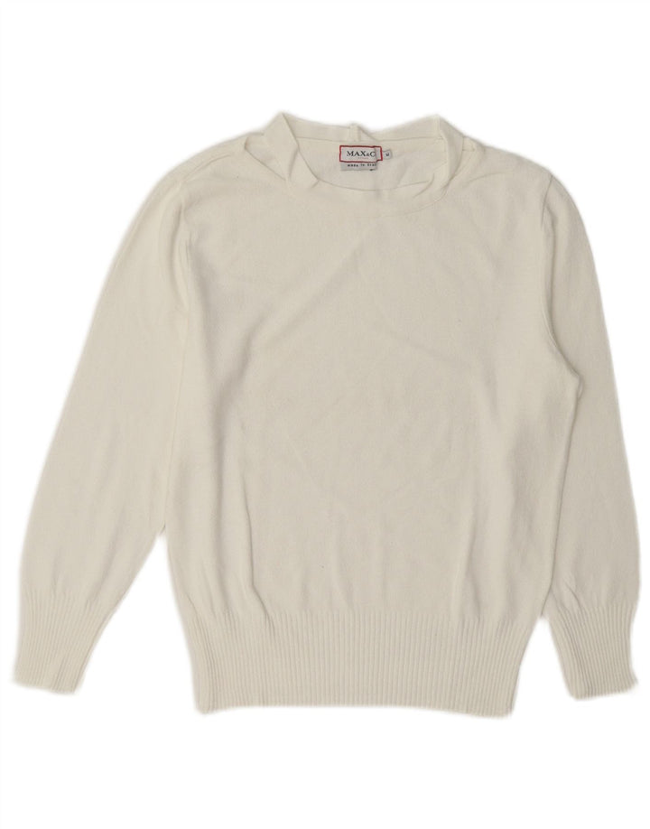 Max & Co. Suéter tipo jersey para mujer con cuello barco UK 12 Medium White