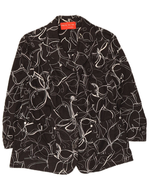 Perte by Krizia Chaqueta tipo blazer de 3 botones para mujer Reino Unido 40 Mediano Negro Floral