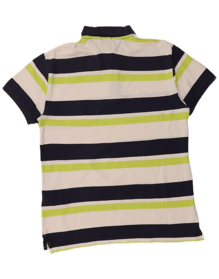 TOMMY HILFIGER Polo de rugby gráfico para hombre con rayas azul marino mediano