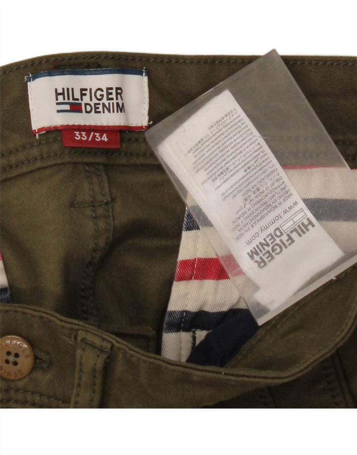TOMMY HILFIGER Mens Slim Chino Trousers W33 L31 Khaki Cotton