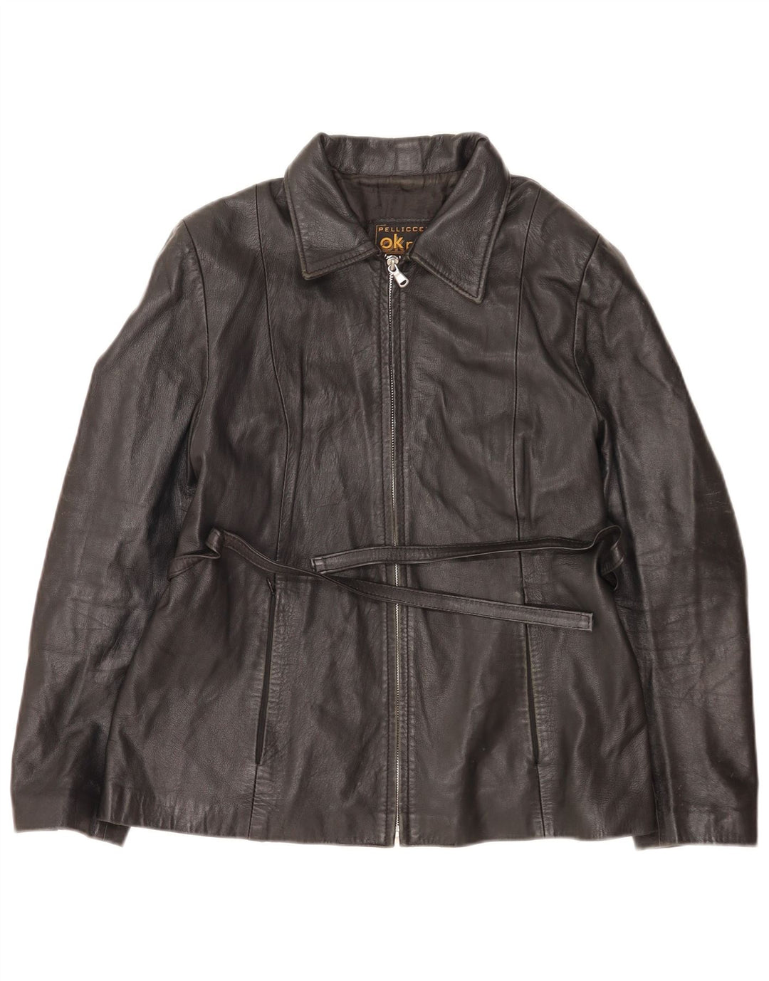 Pellicceria Chaqueta de cuero para mujer UK 44 Mediana Negro