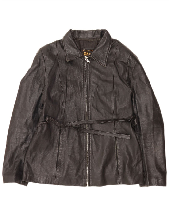 Pellicceria Chaqueta de cuero para mujer UK 44 Mediana Negro