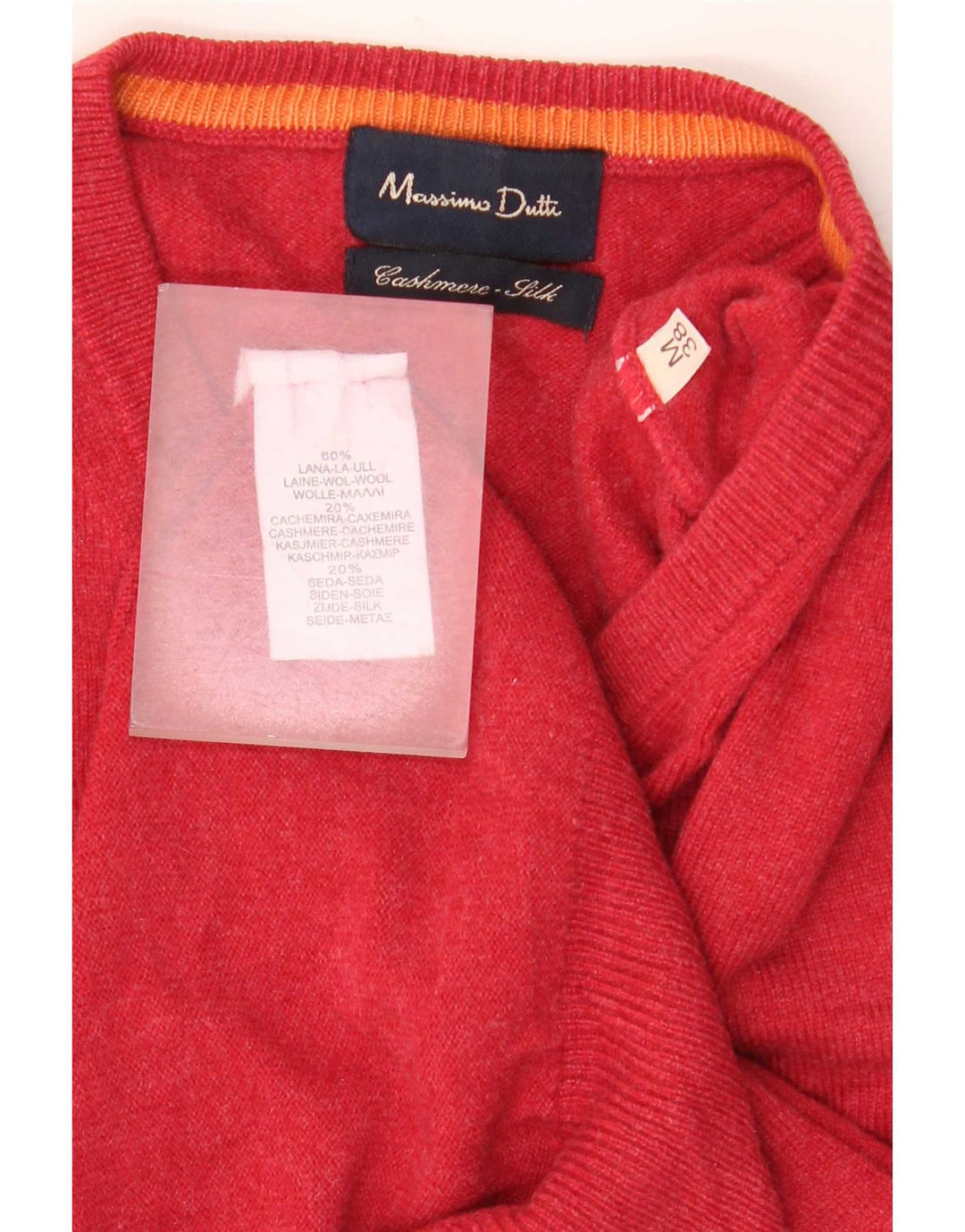 Jersey Massimo Dutti Hombre Cuello Pico Lana Roja Mediana